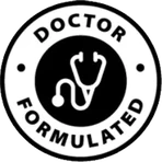 A compact badge reading Doctor Formulated, supplied as separate artwork