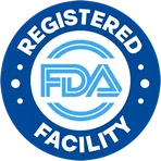A compact badge reading FDA Registered, supplied as separate artwork